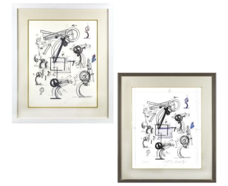 A PAIR OF WORKS ON PAPER BY JEAN TINGUELY (SWISS 1925-1991)comprising:a) Eossilkscreen in colors,&nbsp;55.3 x 48.1 cm (21 3/4