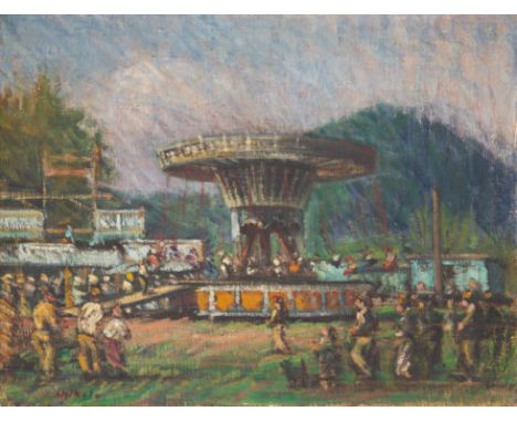 ANDRAS MIKOLA (HUNGARIAN 1884-1970)Carousel oil on canvas 50 x 64 cm (19 3/4 x 25 1/4 in.) signed lower left  CONDITIONObserv