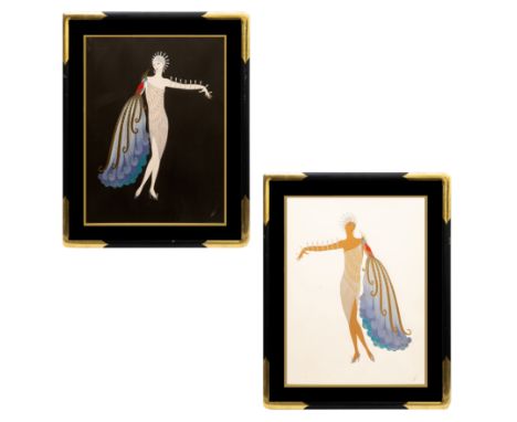 A PAIR OF SERIGRAPHS BY ERTE [ROMAIN DE TIRTOFF] (RUSSIAN-FRENCH 1892-1990)Divas in Beaded Customes with Peacock Feathers ser