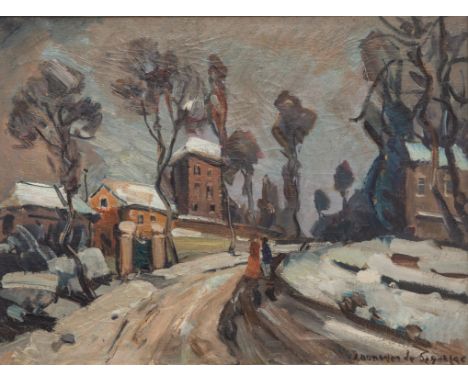 ANDRE DUNOYER DE SEGONZAC (FRENCH 1884-1974)Winter Scene oil on canvas 60.5 x 81.5 cm (23 3/4 x 32 1/8 in.) signed lower righ