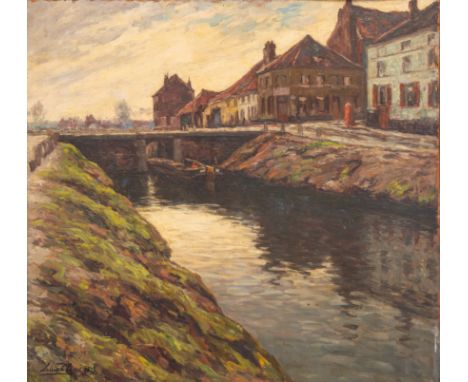 LOUIS LIEVEN THEOPHILE CLESSE (BELGIAN 1889-1961)L'Ecluse Bruxelles, 1922 oil on board 70.7 x 75.8 cm (27 7/8 x 29 7/8 in.) s