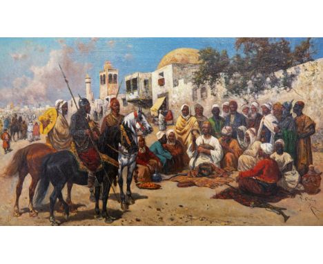 GUISEPPE GABANI (ITALIAN 1846-1899)The Snake Charmer oil on panel 28.5 x 47 cm (11 1/4 x 18 1/2 in.) signed and inscribed Rom