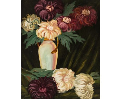 ALEXANDRE ALTMANN (RUSSIAN 1885-1950)White and Violet Chrysanthemums oil on board 54.3 x 43.7 cm (21 3/8 x 17 1/4 in.) signed