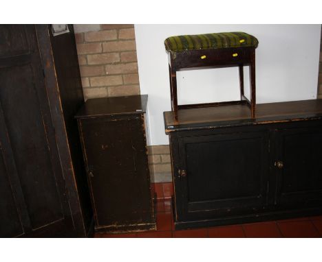 A PAINTED PINE TUCK LOCKER, with single door one internal fixed shelf and replacement catch to front (replacement top) 42x40x