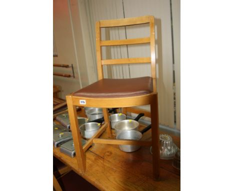 SEVEN WOODEN LADDER BACK CHAIRS WITH PADDED SEATS (7)