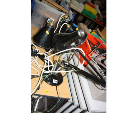 A BLACK ANGLE POISE LAMP and three other black lamps (4)