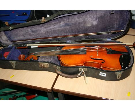 A COPY OF AN ANTONIUS STRADIUARIUS CREMONENSIS, full size viola with two bows and a hard case