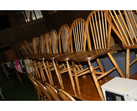 A SET OF TWELVE HOOP AND STICK BACK CHAIRS, with mahogany seats (s.d)