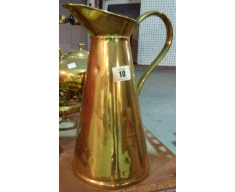 A quantity of brassware, including; jugs, pans, fire tools and sundry, (qty).