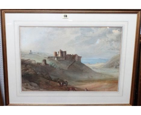 F. R. Gwynn (19th century), Castle near the coast, watercolour, signed, 35cm x 53.5cm.