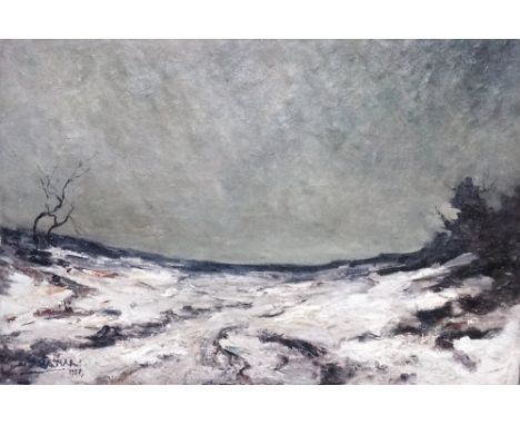 Armand R. Jamar (1870-1946), Winter landscape, oil on canvas, indistinctly signed and dated 1937, 100cm x 150cm.
