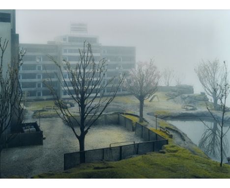 ANON:  (Contemporary)  FINE ART PRINT:  a colour photographic print of a grey winter's day view of a block of flats contrasti