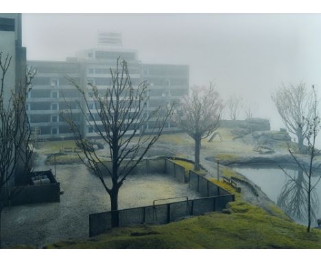 ANON:  (Contemporary)  FINE ART PRINT:  a colour photographic print of a grey winter's day view of a block of flats contrasti