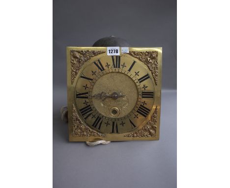 A 30 hour longcase clock movement signed John Butterly Horsham with 9.5" square brass dial, the movement of bird cage form. 