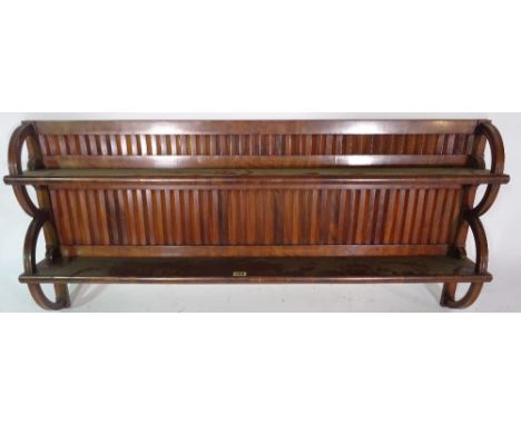 A 19th century mahogany two tier hanging shelf, 111cm wide x 54cm high. 