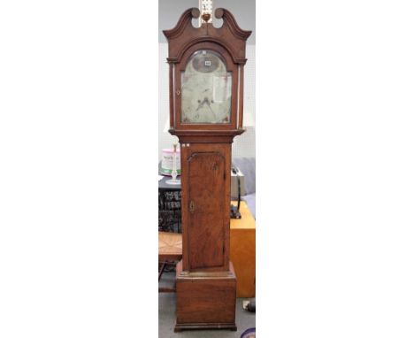 William Mills Tetbury; a late George III mixed fruit and English native wood eight day longcase clock with scrolling swan nec