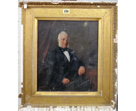 J. Hoosburgh (19th century), Portrait of a gentleman, oil on board, signed, 34.5cm x 29.5cm. 