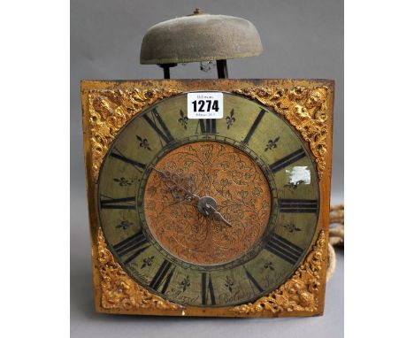 A George III 30 hour longcase clock movement signed Cornelius Muzzel Bolney Sussex with 8 1/4" square brass dial and bird cag