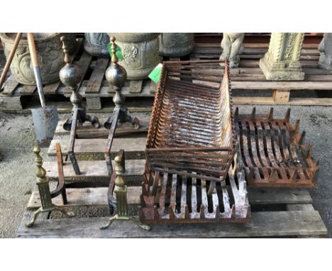Metalware including; fire tools, fire dogs and sundry, (qty). 