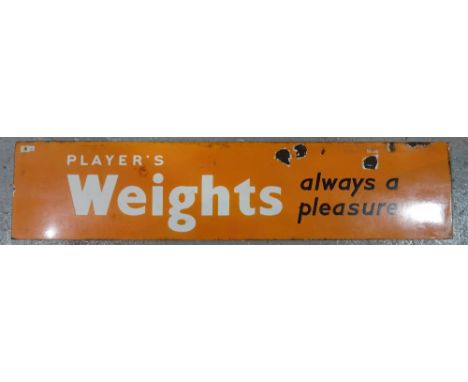 Advertising, a 20th century enamel sign for 'Players Weights', 148cm wide x 33cm high.