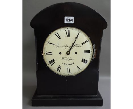 A mid 19th century ebonised bracket clock, the dial signed Francis Gregory Wells, Wood Street, London, the ebonised case encl
