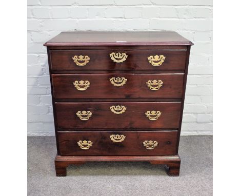 A mid-18th century mahogany chest of four long drawers on bracket feet, 75cm wide x 82cm high. 