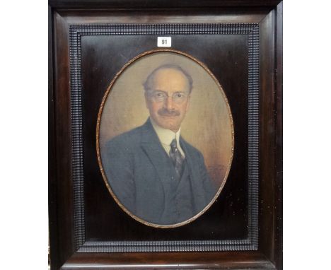Oskar Nick (19th/20th century), Portrait of Fritz Neurath, oil on canvas, oval, signed and dated 1923, 40cm x 30.5cm.