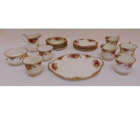 Royal Albert Old Country Roses tea set to include a milk jug, a sugar bowl, plates, cups and saucers for six place settings (