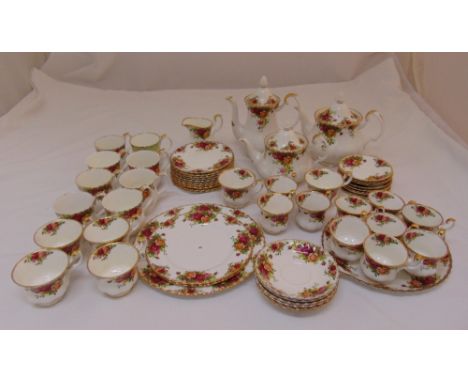 Royal Albert Old Country Roses tea and coffee set to include teapots, a coffee pot, plates, cups and saucers (55)
