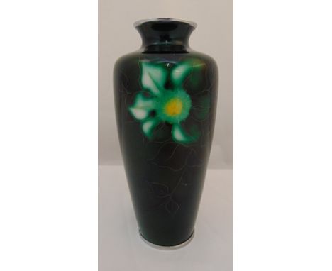 Japanese Ginbari enamel vase with floral decoration to the sides, 21cm (h)