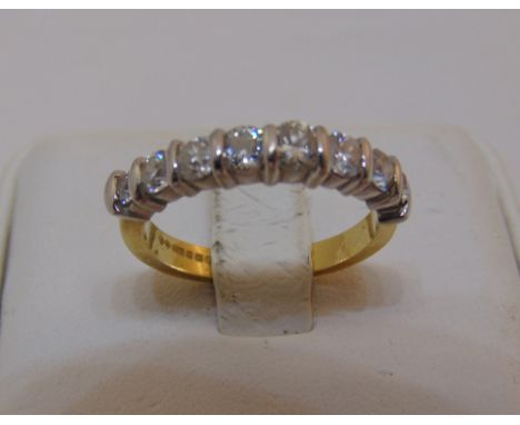 18ct yellow gold and diamond half eternity ring with eight diamonds, approx total weight 4.5g