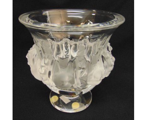 Lalique crystal glass Dampierre vase on raised circular base, marks to the base, 12.5cm (h)