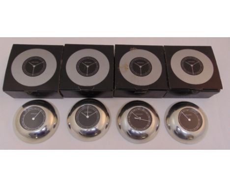 Georg Jensen set of four wall mounted clock, barometer and thermometer all within circular frames and original packaging