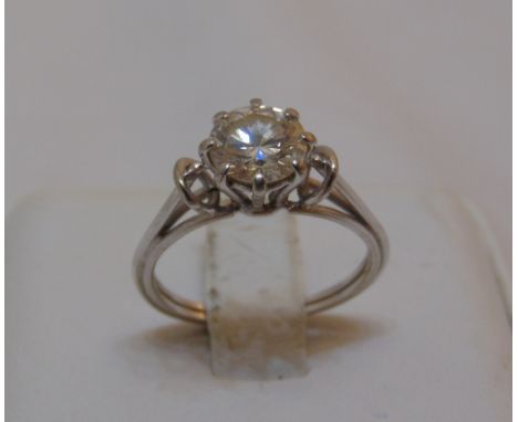 White gold diamond solitaire ring, tested 18ct, diamond approx 1.1ct, approx total weight 3.1g