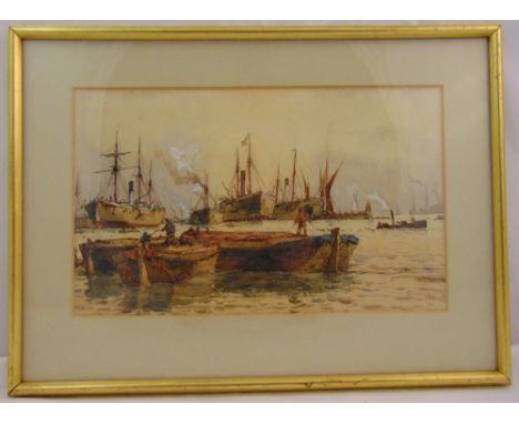 Richard Henry Nibbs framed and glazed watercolour titled The Thames Basin, signed and dated bottom right, 22 x 36cm