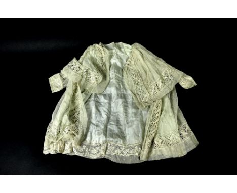 Vintage Textiles: a number of 19th century baby's bonnets with ribbons and lace, one with pale blue rosette detail, plus a ch