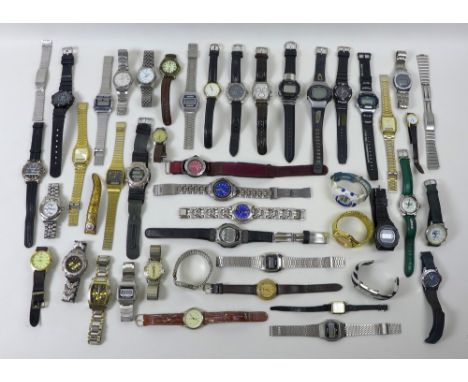 A collection of costume and fashion watches, mostly gentlemen's, including Wrangler, New Swiss Army Diver Watch, Nex, Oskar E