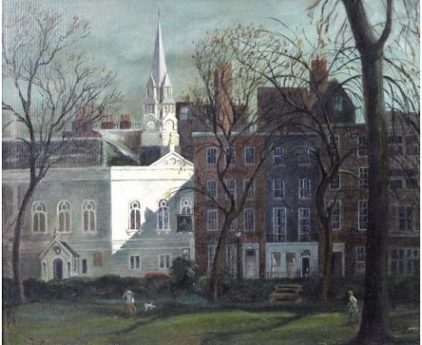 Kenneth Graham F.R.S.A., F.S.A.I.A (British, 20th century): 'Queen's Square, Holborn, WC1', depicting the church of St George