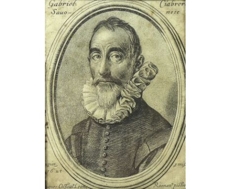 After Ottavio Leoni (1578-1630): a 17th century Italian portrait engraving of Gabriel Ciabrera, Savonese, dated 1625, in late