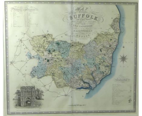 A group of three 19th and 20th century hand coloured and engraved maps all published by Greenwood and Co, comprising a Map of