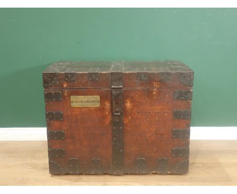 A 19th Century metal bound Silver Chest by R &amp; S Garrard &amp; Co, 25 Haymarket, London, with fitted interior and carryin