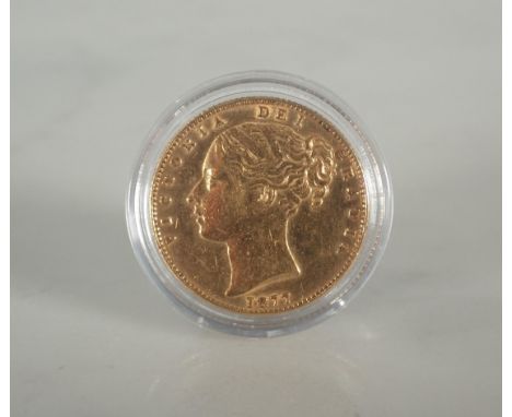 Queen Victoria 1877 S (Sydney Mint) Gold Shield Back Sovereign 