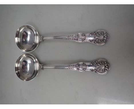 A pair of Victorian silver Sauce Ladles, Queen's pattern, Sheffield 1900, maker: J. Dixon &amp; Son 