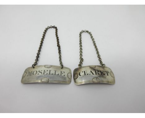 A William IV silver Label, Moselle, with reeded and shell border, London 1830, maker: Charles Reily and George Storer, and an