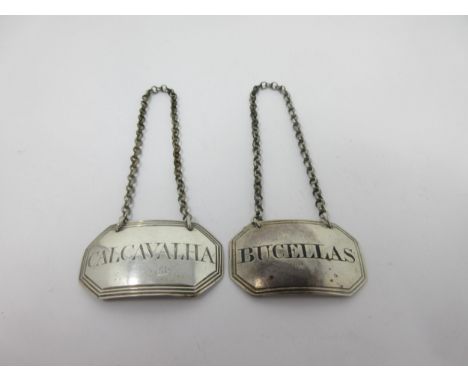 A George IV silver octagonal Label, Bucellas, London 1825, maker: George Knight, and another, Calcavalha, London 1831, maker: