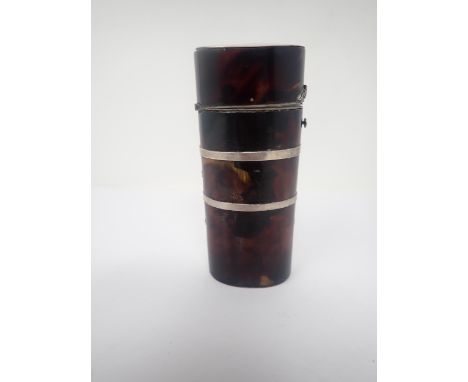 A silver and tortoiseshell oval Etui containing two Surgeons Lancets 