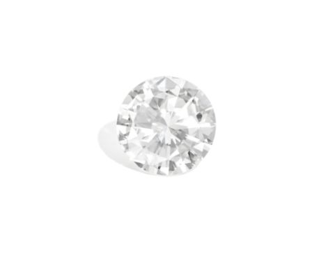 DIAMOND SINGLE-STONE RINGThe brilliant-cut diamond, weighing 11.69 carats, issuing from a reeded band of polished finish,  ri