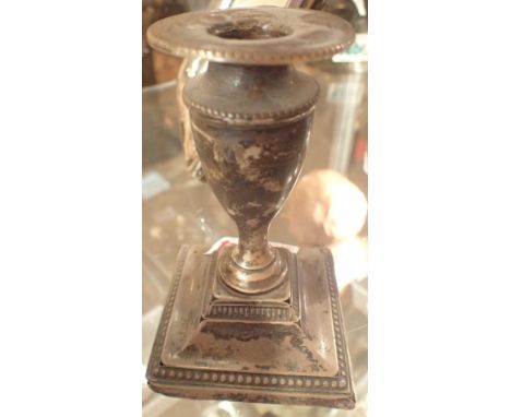 Single hallmarked silver pedestal candlestick