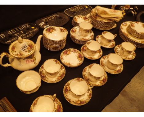Large collection of Royal Albert Old Country Roses tea and dinnerware first quality ( seventy five pieces )