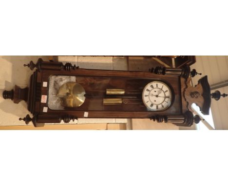 Late Victorian Vienna wall clock with enamel dial in working order ( key in office 8017 )